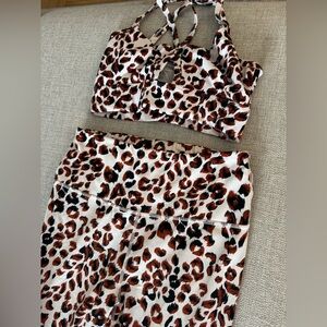 Varley cheetah print bra & legging set